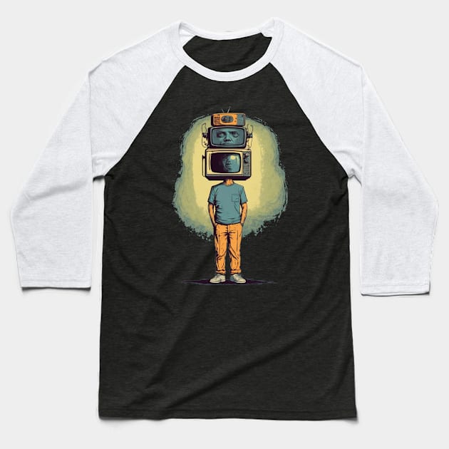 T.V Head Baseball T-Shirt by Trip Tank